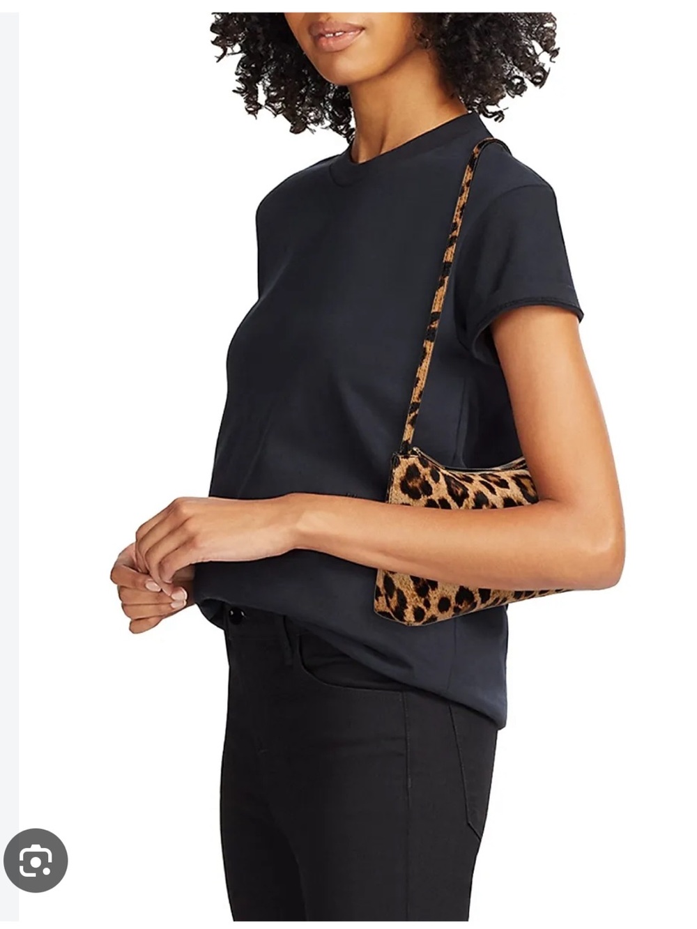 Mansur Gavriel Gaia Leopard Print Calf Hair Baguette Shoulder Bag - Picture 4 of 12